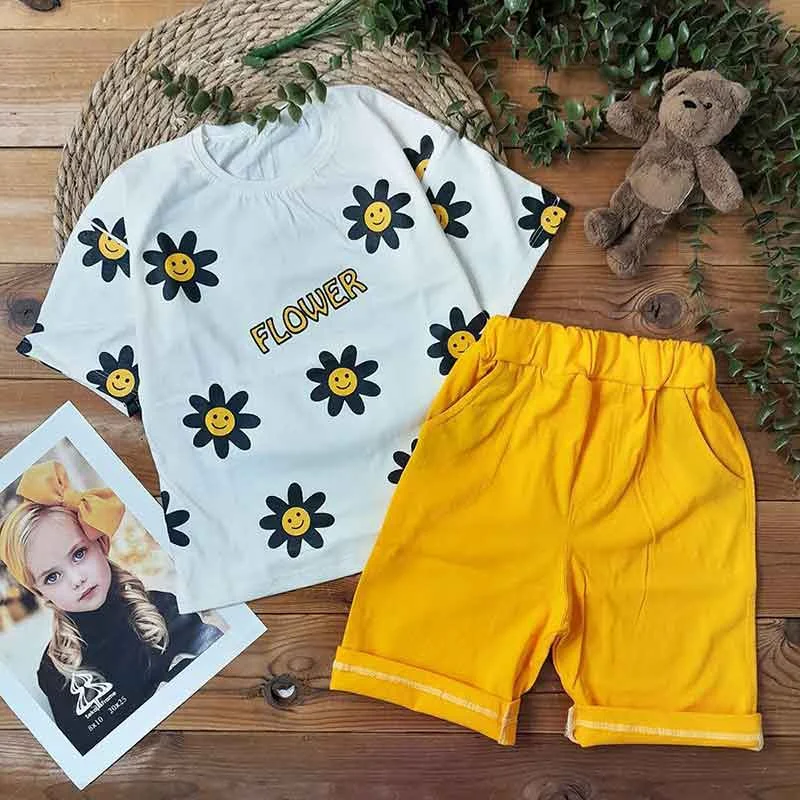 تیشرت-شلوارک-دخترانه-بابونه